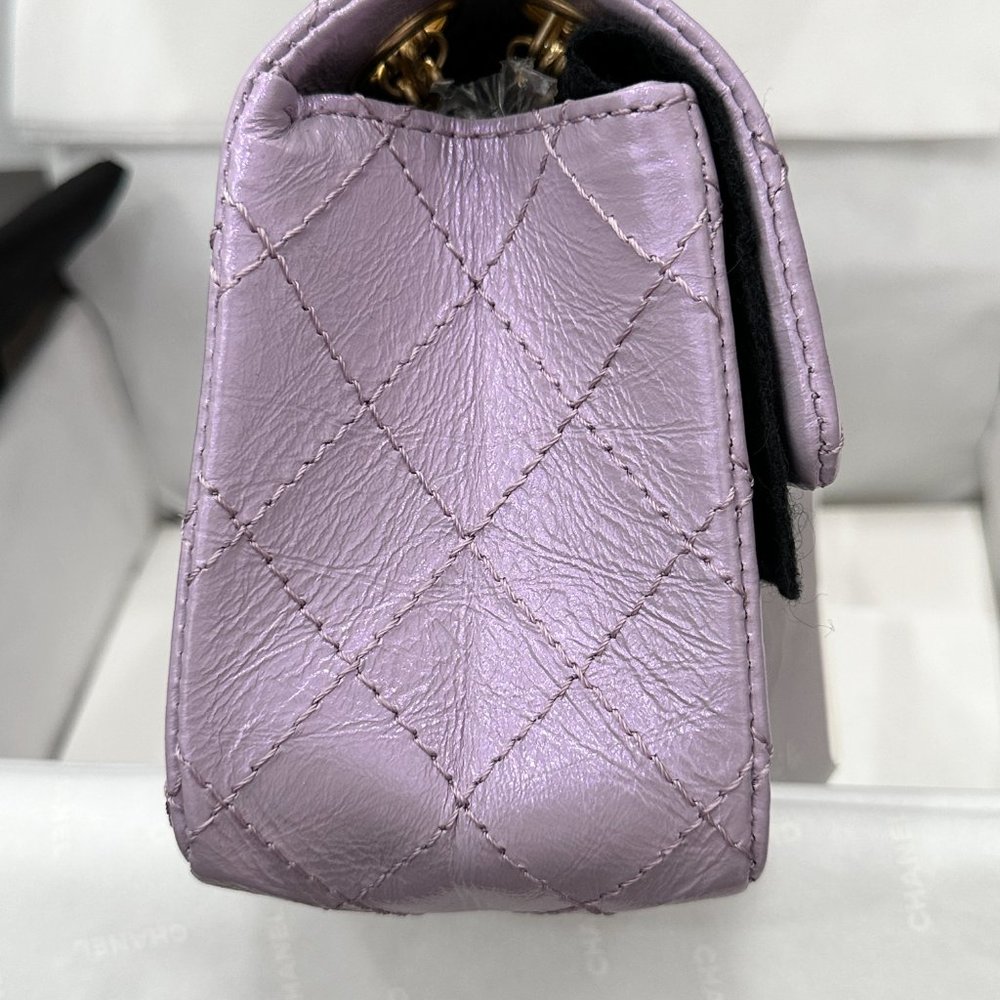 CHANEL 24P LAVENDER CALFSKIN MINI REISSUE 2.55 BAG GOLD HW - Picture 6 of 15